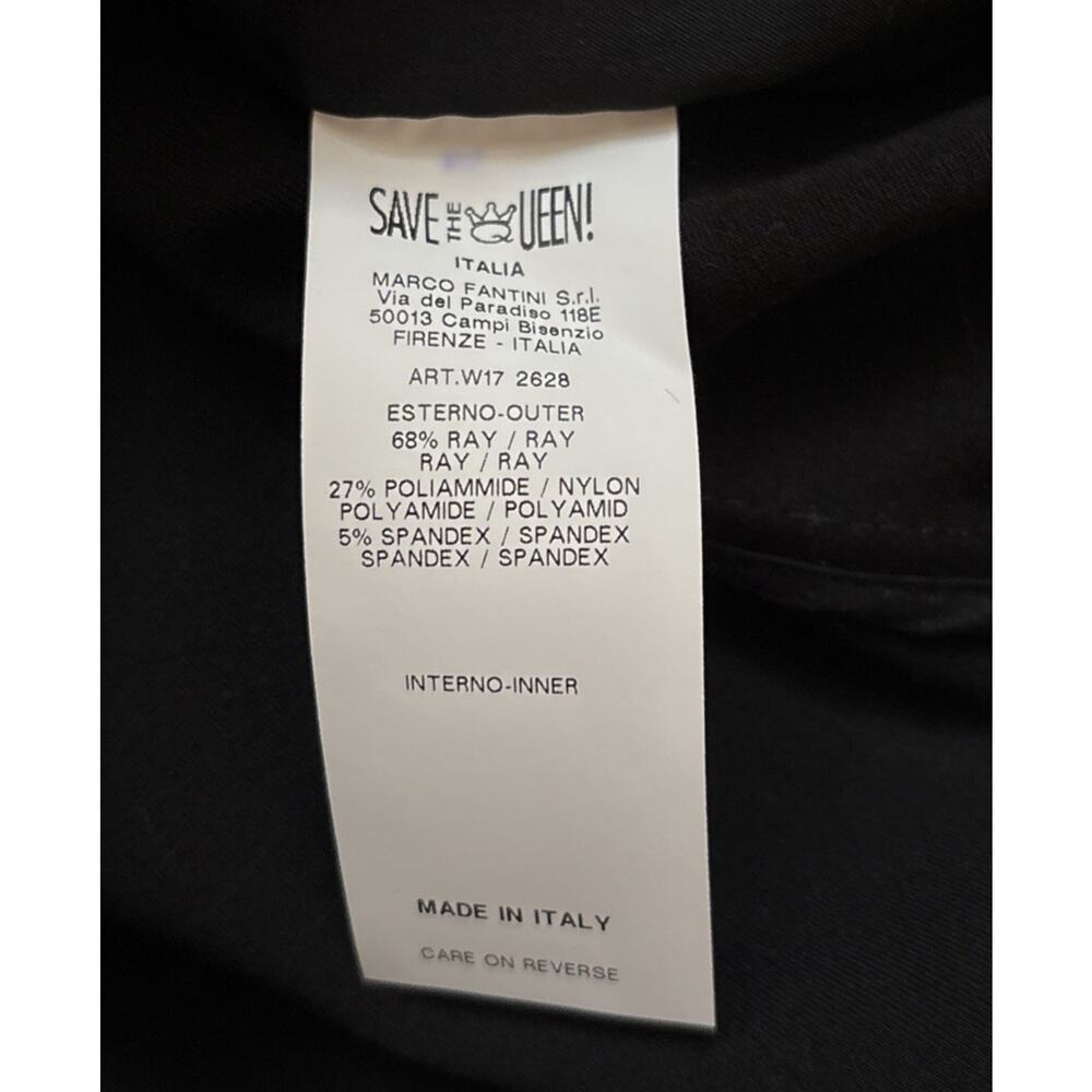 Save the Queen Italy Faux Leather Jacket Womens Medium Black Faux Fur Geometric - Picture 12 of 13